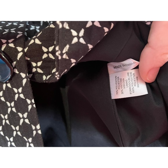 Atelier Women's‎ Jacket Blazer Button-Up Tweed Geometric Lined Collared Black 2 - Picture 6 of 10